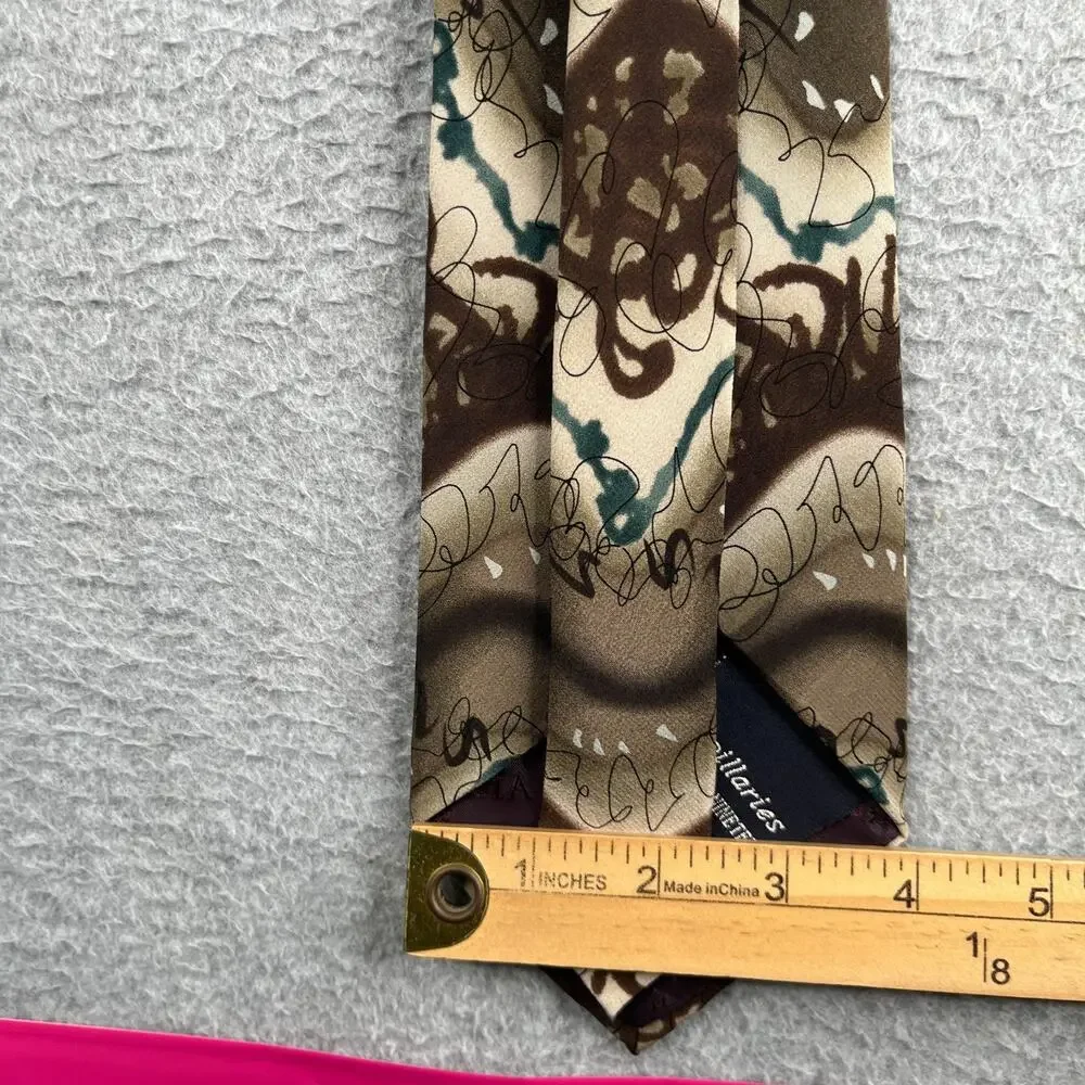 J Garcia Silk Necktie Capillaries Collection 19 Brown Abstract Tie